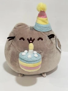 GUND Pusheen Birthday Cake & Party Hat Plush 10.5" Cat Gray/Pastel NEW w/TAGS - Picture 1 of 5