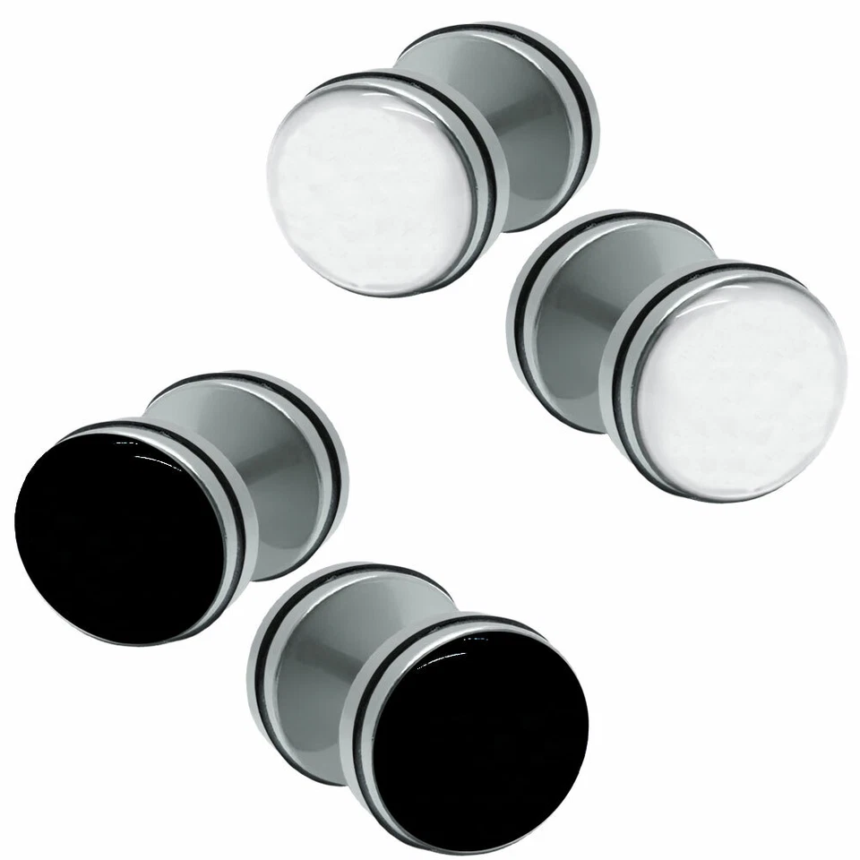 1 Paar Fake Plugs mit oder ohne Gummiring weiß schwarz verschiedene Größen - Bild 1 von 1