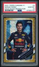 Sergio Perez 2021 Topps Chrome Formula 1 F1 #4 Gold Wave Refractor /50 PSA 10