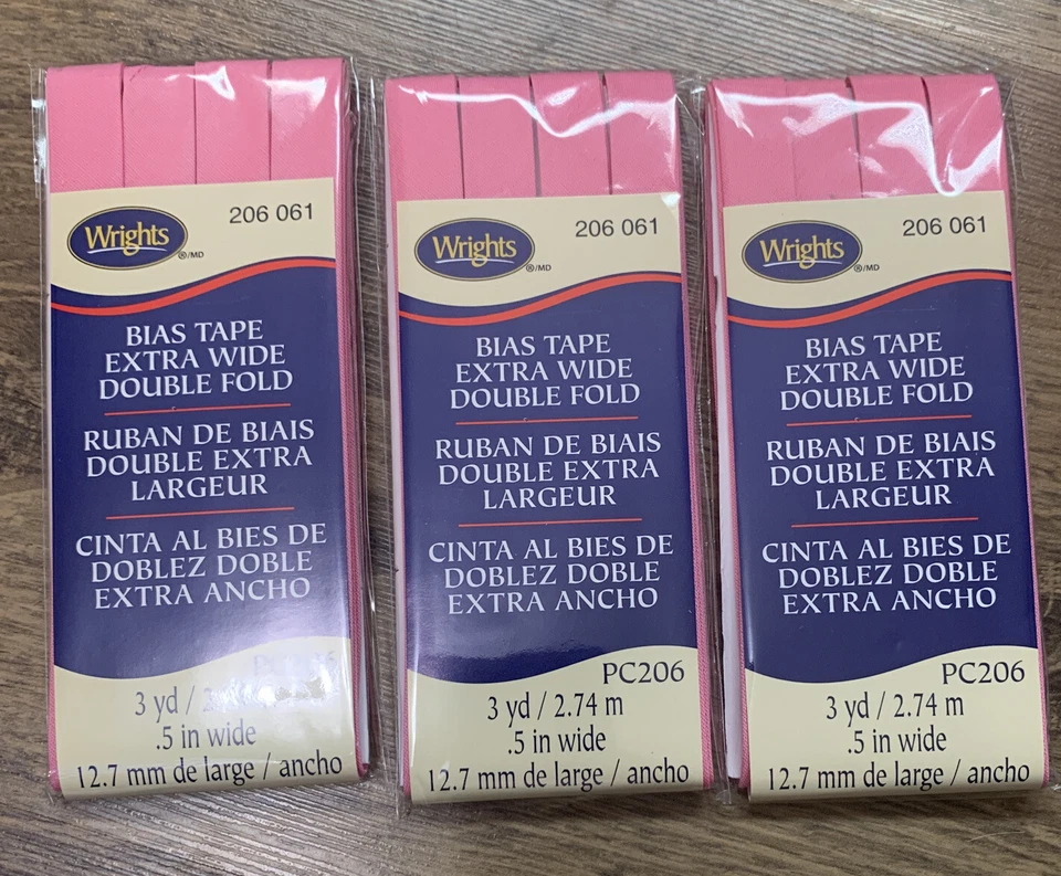 Cinta sesgada doble pliegue extra ancha Wrights 3 paquetes de 3 yardas. - 1/2" - Rosa Foto 1 de 1