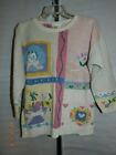 Vtg Knitted by Hand Easter Spring Flowers pastels Sweater Pink Green Preppy OS 