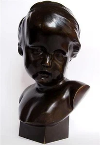 Art Deco Dequesnoy Metaalgieterij Holland A'dam Amsterdam bronze boy buste - Picture 1 of 1