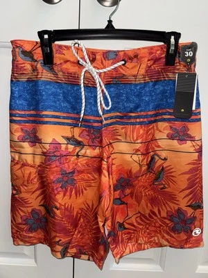 NEW OCEAN CURRENT Men's  Boardshorts / Swim Trunks Size  30 NWT Orange Blue - Image 1 of 4
