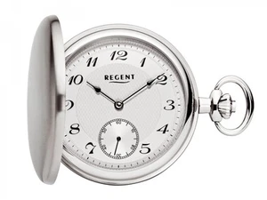Regent P-717 Herren Taschenuhr Savonnette Edelstahl 50 MM Mechanischer Handaufzu - Picture 1 of 1