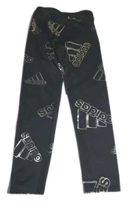 Adidas Leggings Mädchen Größe Aeroready schwarz silberfarbene Logos Größe Small 7/8  - Bild 1 von 17