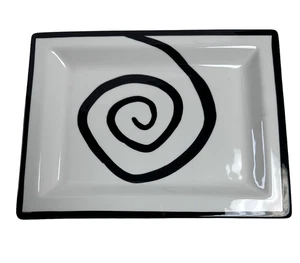 Urban Graffiti Spiral Platter 13x10 Tabletops Unlimited Black White Modern - Picture 1 of 4