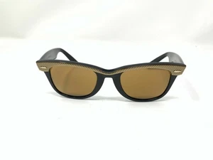 True Vintage Ray Ban Bausch & Lomb B & L Wayfarer Sunglasses Black Gold Top - Picture 1 of 12