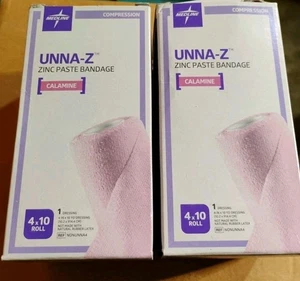 Lot of 2 - Medline Unna-Z Calamine Zinc Paste Bandage 4"x 10 Yd Roll Compression - Picture 1 of 2