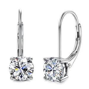 Moissanite Earrings,1.0ct-2.0ct D Color Brilliant Round Cut Earrings S925 Ste... - Picture 1 of 5