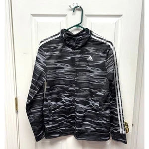 Adidas Big Boys Tricot Jacket, Black White Full Zip, Mock Neck, Size XL 18/20 - Picture 1 of 6