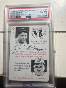 1945 Leister Joe DiMaggio & Babe Ruth Autographs Game  PSA 8 New York Yankees - Picture 1 of 6