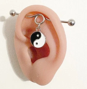 STERILIZE PACK: The YIN and YANG Round Symbol 14g Industrial Barbell. - Bild 1 von 9
