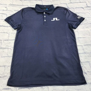 J Lindeberg MENS SZ L Golf Polo Navy Blue Regular Fit Performance Bishops Gate - Picture 1 of 12