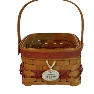 Longaberger Basket Red Tree Trimming Collection “Let It Snow” Signed 4.5”x4.5” - Bild 1 von 17