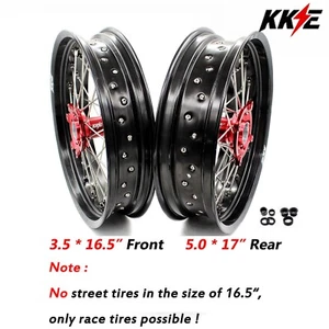 KKE 3.5*16.5"/5.0*17 Supermoto Racing Wheels for Honda CRF250R CRF450R 2002-2012 - Picture 1 of 11