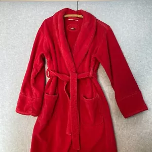 Laura Ashley Vintage Red With Cord Trim Cotton Bathrobe One Size With Belt - Picture 1 of 11
