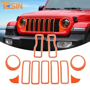 Kit de 11 insertos de cubierta/rejilla de faros naranja para 24+ Jeep Wrangler JL JT - Imagen 1 de 9