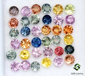 Natural Multi Sapphire Round Cut 2.70 mm 6.07 Cts Lot 54 Pcs Loose Gemstones - Picture 1 of 6