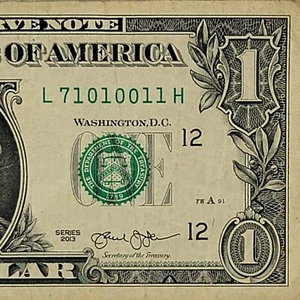 Four of a kind 1s Fancy Serial Number One Dollar L71010011H Low Sum 11 Trinary - Bild 1 von 8