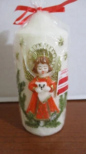 WIENER FEINBACKER HEBERER~5.5" CAROLING ANGEL CHRISTMAS PILLAR CANDLE~NEW - Foto 1 di 2