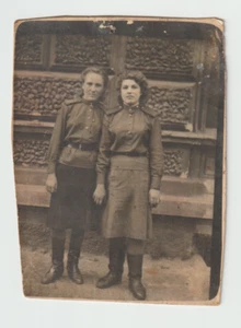 Foto Mujeres Uniforme Militar Peinado Guerra 2 Ejército Soviético De Colección - Imagen 1 de 2