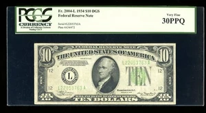 DBR 1934 $10 DGS FRN San Francisco Fr. 2004-L PCGS 30 PPQ Serial L22053763A - Picture 1 of 2