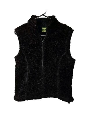 Cabelas Polartec Fleece Vest M Zip-up Fuzzy Mock Neck Zip Pockets Made In Canada - Image 1 of 4