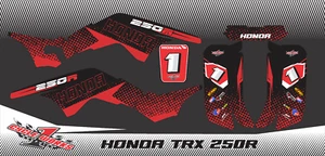 HONDA TRX 250R FOURTRAX ATV1987-1989 SEMI CUSTOM GRAPHICS KIT FLU - Picture 1 of 1