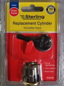 Sterling Replacement Cylinder Lock 5 Pin Rim Fits majority of nightlach. - Picture 1 of 3