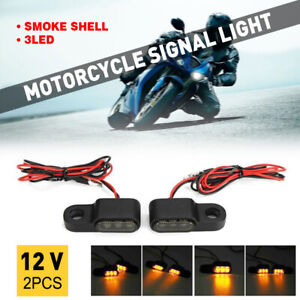 2x Black Motorcycle LED Turn Signal Indicator Amber Lights Universal Replacement