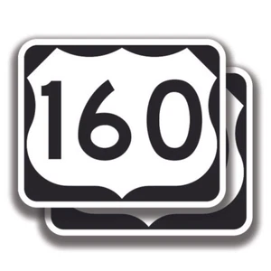 U.S. ROUTE 160 DECAL 2 Stickers Road Sign Bogo Highway Car Truck Bumper Window - Picture 1 of 1