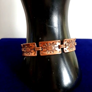 Solid Embossed Copper Panel Bracelet ~ Length 7 inches ~ Width 13mm - Picture 1 of 17