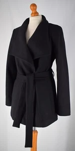 Ladies Ted Baker Paria Black Wool & Cashmere Belted WrapJacket Size UK 12 - Picture 1 of 10