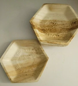 Hexagonal Palm Leaf Plate Biodegradable Eco Friendly Compostable Wooden 19cm 7in - Picture 1 of 7