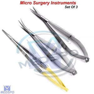 Dental Castroviejo Micro Needle Holder TC Forceps Straight & Curved Instruments - Picture 1 of 7