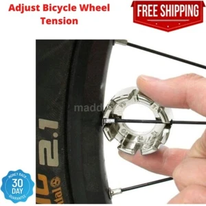 Bicycle Spoke Wrench, Hard Steel 8 Way Bike Rim Truing Tool Adjust wheel Spokes - Picture 1 of 5