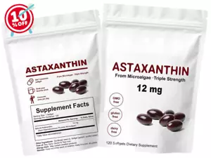 Astaxanthin 12mg Softgels | Premium Astaxanthin Antioxidant Supplements | 120 ’ - Picture 1 of 7