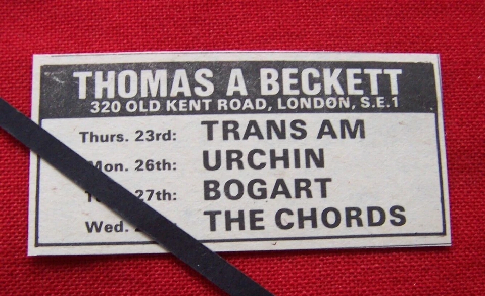 THE CHORDS THOMAS A BECKETT LONDON  1978 VINTAGE GIG ADVERT MOD REVIVAL - Image 1 of 1