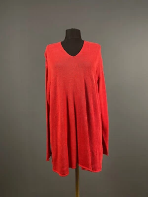 Iris Von Arnim Mujer Rojo Lino Algodón Tejido Túnica Jersey Suéter Pullover Talla S Foto 1 de 4