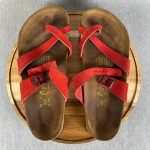 Sandalias Birkenstock Mayari para mujer talla 9 para hombre 7 rojas papillio hebilla de gamuza deslizable - Imagen 1 de 12