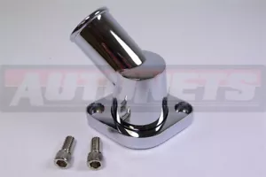 Carcasa termostato cromado aluminio bloque pequeño/grande Chevy cuello de agua 45° giratorio - Imagen 1 de 3