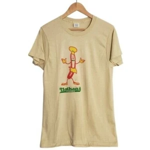 RARE Vtg Single Stitch 70s Coney Island Nathans Famous Hot Dog Man Tee Shirt M/L - Picture 1 of 10