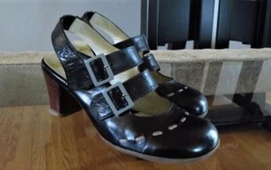 JOHN FLUEVOG Black Operettas Fiorenza Slingback Heels Shoes 9.5 - Picture 1 of 4