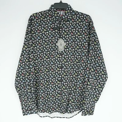 Camisa Visconti Negra Para Hombre Manga Larga M Negra Blanca Roja Calaveras Elastizada Nueva con Etiquetas $125 Foto 1 de 4