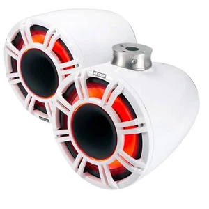 Kicker Pair of White 9" 600W HLCD Marine Wake Tower Speakers 47KMFC9W - Picture 1 of 5