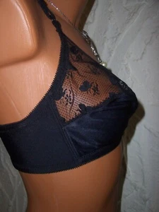 Lejaby Paris sexy Vintage Nylon BH Büstenhalter schwarz 75 C Pin Up Bra   (FF47 - Bild 1 von 5