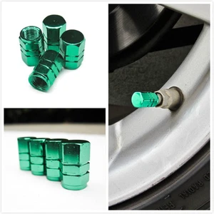 4x green aluminum wheel rim tire stem air valve cap cover all car universal - Picture 1 of 3