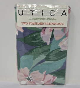 Vtg Utica 2 Standard Pillowcases MULTI FLORAL Pastels 20x30  Made USA 1994 *New - Picture 1 of 10