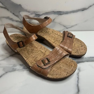 Abeo | Women's Tan Leather Neutral Hook & Loop Comfort Nora Sandals Sz 10 - Image 1 of 4