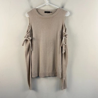 Женский свитер Blu Pepper средний бежевый пуловер вязаный с открытыми плечами L/S 17080 - Изображение 1 из 4